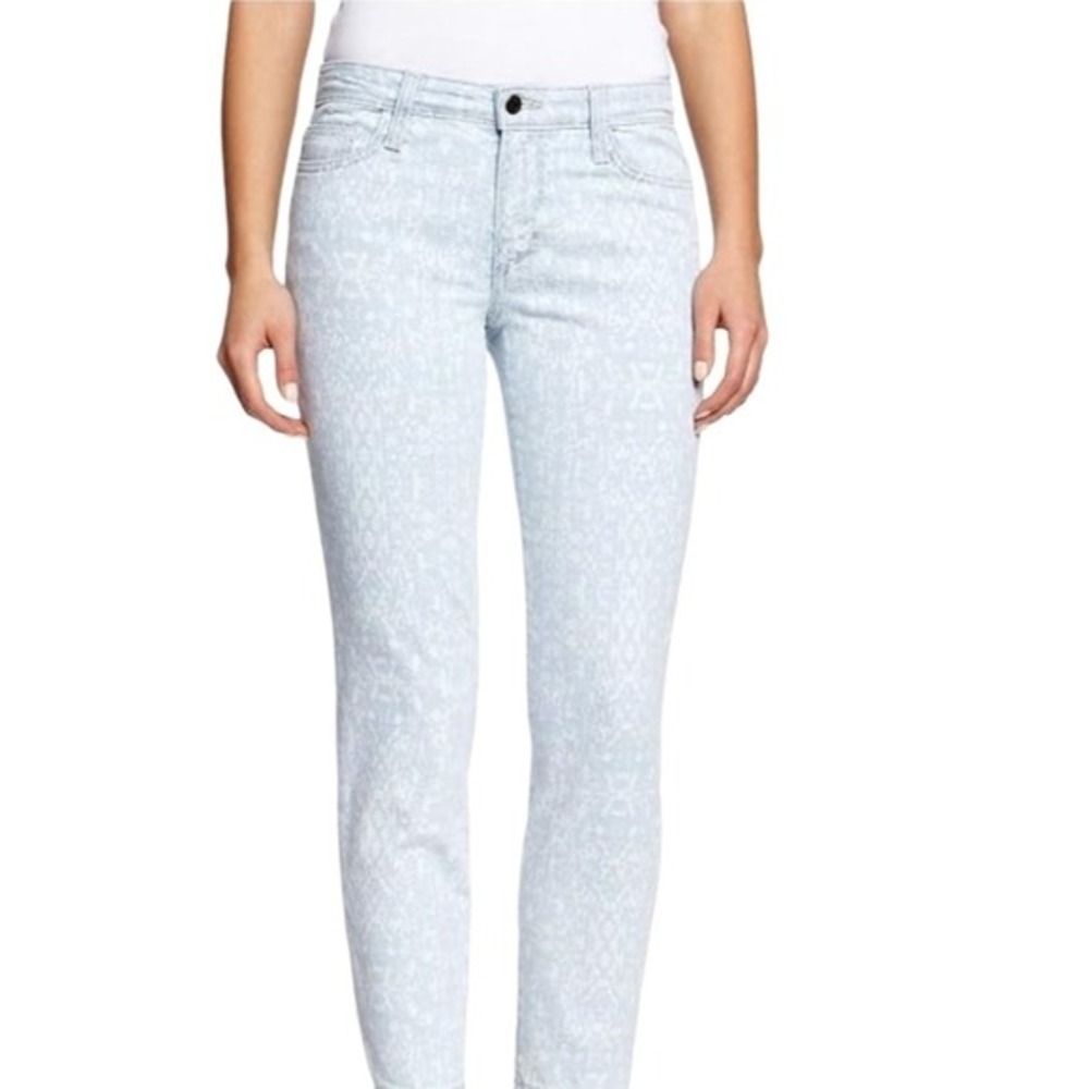 JEN7 by 7 For All Mankind Ankle Skinny Jeans Light Blue Leopard‎ Print Size 10